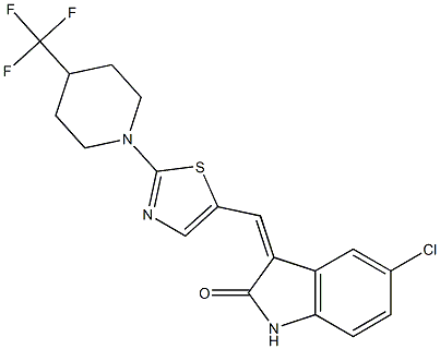  (3Z)-5-chloro-3-({2-[4-(trifluoromethyl)piperidin-1-yl]-1,3-thiazol-5-yl}methylidene)-2,3-dihydro-1H-indol-2-one