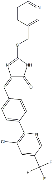 (4E)-4-({4-[3-chloro-5-(trifluoromethyl)pyridin-2-yl]phenyl}methylidene)-2-{[(pyridin-3-yl)methyl]sulfanyl}-4,5-dihydro-1H-imidazol-5-one