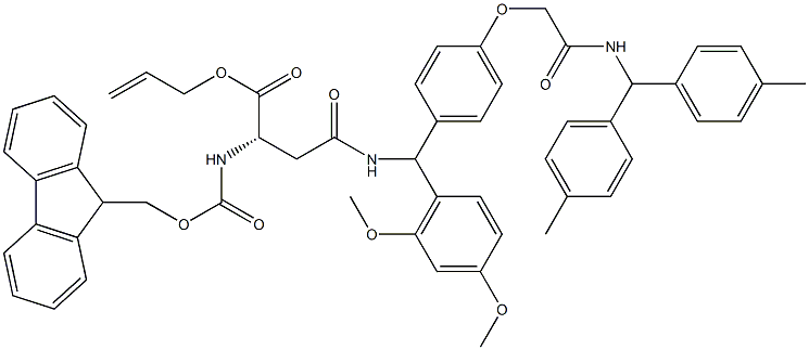 9-FLUORENYLMETHYLOXYCARBONYL-L-ASN(AM-RINK-RESIN)-OALL Struktur