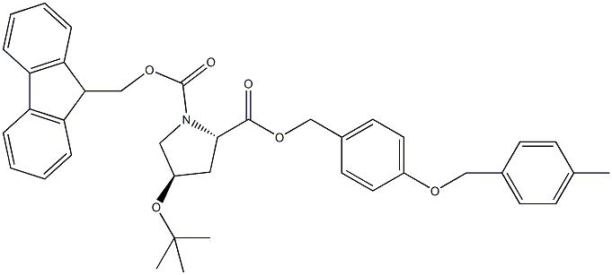 Fmoc-L-Hyp(tBu)-Wang Resin (100-200mesh, 1% DVB) 化学構造式