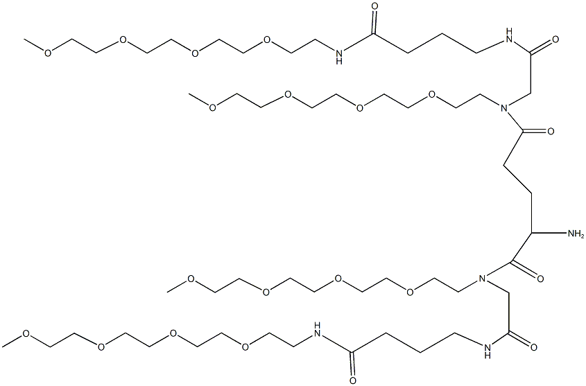 2-amino-N1,N5-bis(15,20-dioxo-2,5,8,11-tetraoxa-14,19-diazahenicosan-21-yl)-N1,N5-di(2,5,8,11-tetraoxatridecan-13-yl)pentanediamide Struktur