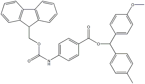 FMOC-4-AMINOBENZOIC ACID-4-METHOXYBENZHYDRYL RESIN,,结构式