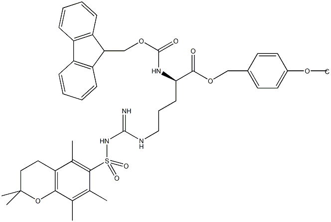 Fmoc-D-Arg(Pmc)-Wang TG,,结构式