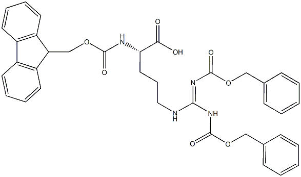 N-alpha-(9-Fluorenylmethyloxycarbonyl)-N,N-bis-benzyloxycarbonyl-L-arginine Structure