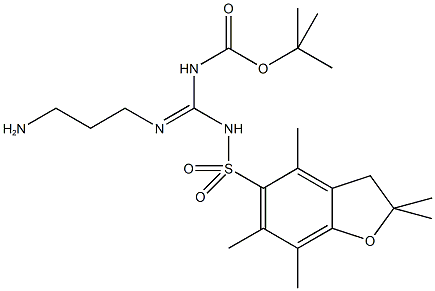 2-(Boc,Pbf-amidino)proylamine, 2-[N-t-Butyloxycarbonyl-N-(2,2,4,6,7-pentamethyldihydrobenzofuran-5-sulfonyl)amidino]proylamine hydrochloride,,结构式