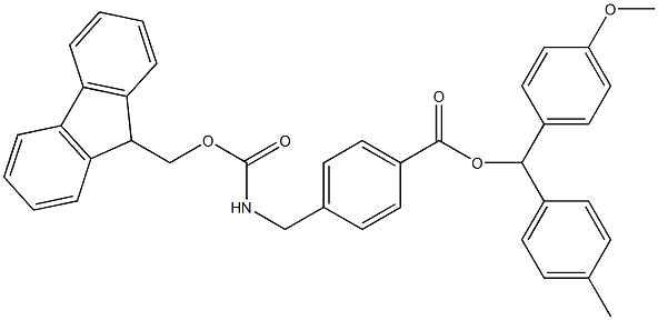 FMOC-4-AMINOMETHYLBENZOIC ACID-4-METHOXYBENZHYDRYL RESIN 结构式