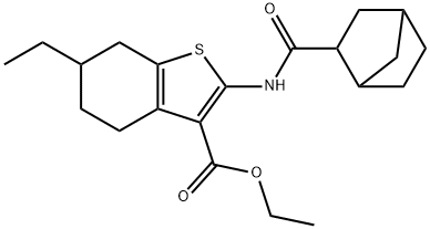 ethyl 2-(bicyclo[2.2.1]heptane-3-carbonylamino)-6-ethyl-4,5,6,7-tetrahydro-1-benzothiophene-3-carboxylate,1005038-70-9,结构式