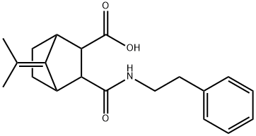 2-(2-phenylethylcarbamoyl)-7-propan-2-ylidenebicyclo[2.2.1]heptane-3-carboxylic acid 化学構造式