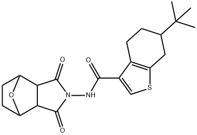 6-tert-butyl-N-(1,3-dioxo-3a,4,5,6,7,7a-hexahydro-octahydro-1H-4,7-epoxyisoindol-2-yl)-4,5,6,7-tetrahydro-1-benzothiophene-3-carboxamide Structure