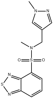 N-methyl-N-[(1-methylpyrazol-4-yl)methyl]-2,1,3-benzothiadiazole-4-sulfonamide 结构式