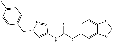 1-(1,3-benzodioxol-5-yl)-3-[1-[(4-methylphenyl)methyl]pyrazol-4-yl]thiourea Structure