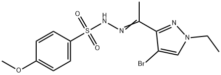 N-[(E)-1-(4-bromo-1-ethylpyrazol-3-yl)ethylideneamino]-4-methoxybenzenesulfonamide 化学構造式