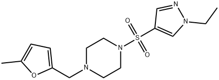 1-(1-ethylpyrazol-4-yl)sulfonyl-4-[(5-methylfuran-2-yl)methyl]piperazine 结构式