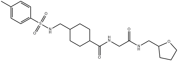 4-[[(4-methylphenyl)sulfonylamino]methyl]-N-[2-oxo-2-(oxolan-2-ylmethylamino)ethyl]cyclohexane-1-carboxamide Struktur