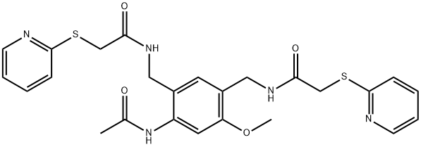 N-[[2-acetamido-4-methoxy-5-[[(2-pyridin-2-ylsulfanylacetyl)amino]methyl]phenyl]methyl]-2-pyridin-2-ylsulfanylacetamide Structure