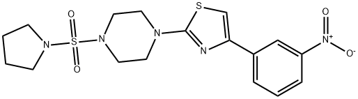 4-(3-nitrophenyl)-2-(4-pyrrolidin-1-ylsulfonylpiperazin-1-yl)-1,3-thiazole 化学構造式