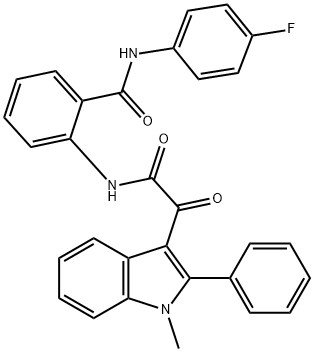 N-(4-fluorophenyl)-2-[[2-(1-methyl-2-phenylindol-3-yl)-2-oxoacetyl]amino]benzamide 结构式