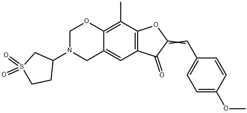 (7E)-7-[(4-methoxyphenyl)methylidene]-9-methyl-3-(1-oxido-1-oxo-2,3,4,5-tetrahydrothiophen-3-yl)-2,4-dihydrofuro[3,2-g][1,3]benzoxazin-6-one|