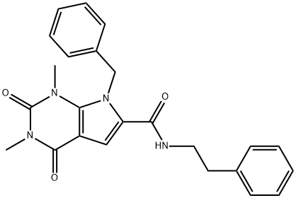 7-benzyl-1,3-dimethyl-2,4-dioxo-N-(2-phenylethyl)pyrrolo[2,3-d]pyrimidine-6-carboxamide 化学構造式