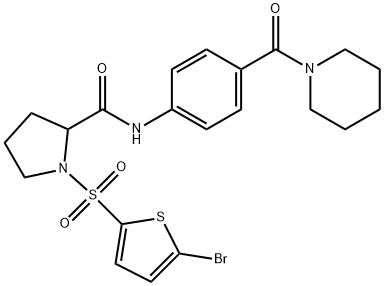 1-(5-bromothiophen-2-yl)sulfonyl-N-[4-(piperidine-1-carbonyl)phenyl]pyrrolidine-2-carboxamide Structure