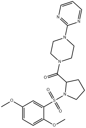 [1-(2,5-dimethoxyphenyl)sulfonylpyrrolidin-2-yl]-(4-pyrimidin-2-ylpiperazin-1-yl)methanone 化学構造式