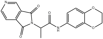 N-(2,3-dihydro-1,4-benzodioxin-6-yl)-2-(1,3-dioxopyrrolo[3,4-c]pyridin-2-yl)propanamide 化学構造式