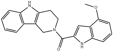 (4-methoxy-1H-indol-2-yl)-(1,3,4,5-tetrahydropyrido[4,3-b]indol-2-yl)methanone Struktur