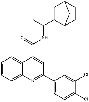 N-[1-(3-bicyclo[2.2.1]heptanyl)ethyl]-2-(3,4-dichlorophenyl)quinoline-4-carboxamide Structure