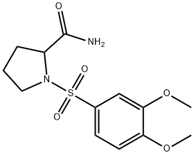 1-(3,4-dimethoxyphenyl)sulfonylpyrrolidine-2-carboxamide Struktur