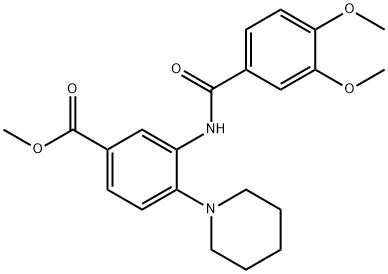 methyl 3-[(3,4-dimethoxybenzoyl)amino]-4-piperidin-1-ylbenzoate Struktur