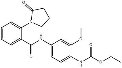 ethyl N-[2-methoxy-4-[[2-(2-oxopyrrolidin-1-yl)benzoyl]amino]phenyl]carbamate 结构式