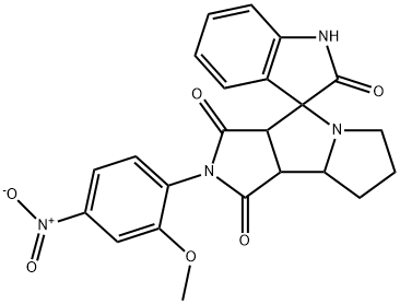 2'-(2-methoxy-4-nitrophenyl)spiro[1H-indole-3,4'-3a,6,7,8,8a,8b-hexahydropyrrolo[3,4-a]pyrrolizine]-1',2,3'-trione Structure