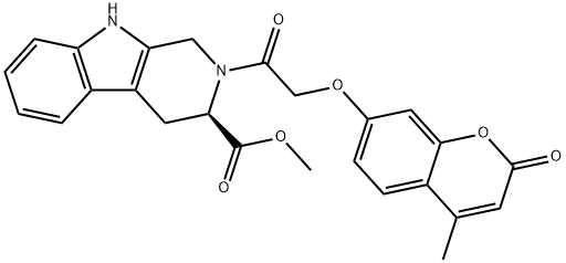 methyl (3R)-2-[2-(4-methyl-2-oxochromen-7-yl)oxyacetyl]-1,3,4,9-tetrahydropyrido[3,4-b]indole-3-carboxylate Structure