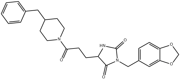 3-(1,3-benzodioxol-5-ylmethyl)-5-[3-(4-benzylpiperidin-1-yl)-3-oxopropyl]imidazolidine-2,4-dione 结构式