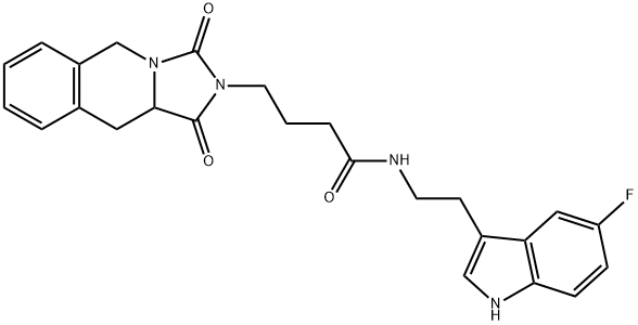 4-(1,3-dioxo-10,10a-dihydro-5H-imidazo[1,5-b]isoquinolin-2-yl)-N-[2-(5-fluoro-1H-indol-3-yl)ethyl]butanamide 结构式