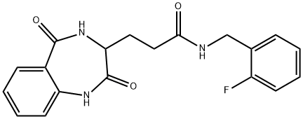 3-(2,5-dioxo-3,4-dihydro-1H-1,4-benzodiazepin-3-yl)-N-[(2-fluorophenyl)methyl]propanamide Struktur