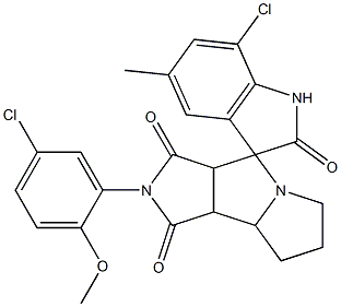 7-chloro-2'-(5-chloro-2-methoxyphenyl)-5-methylspiro[1H-indole-3,4'-3a,6,7,8,8a,8b-hexahydropyrrolo[3,4-a]pyrrolizine]-1',2,3'-trione Structure