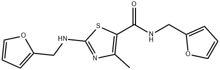 N-(furan-2-ylmethyl)-2-(furan-2-ylmethylamino)-4-methyl-1,3-thiazole-5-carboxamide 化学構造式