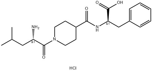 (2R)-2-[[1-[(2S)-2-amino-4-methylpentanoyl]piperidine-4-carbonyl]amino]-3-phenylpropanoic acid hydrochloride Struktur