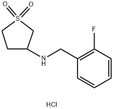 3-{[(2-氟苯基)甲基]氨基}-1Λ6-噻戊环-1,1-二酮盐酸, 1365965-61-2, 结构式