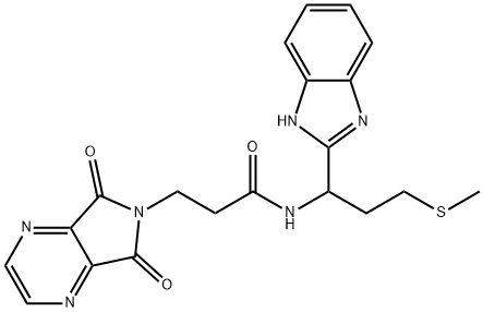 N-[1-(1H-benzimidazol-2-yl)-3-methylsulfanylpropyl]-3-(5,7-dioxopyrrolo[3,4-b]pyrazin-6-yl)propanamide 化学構造式