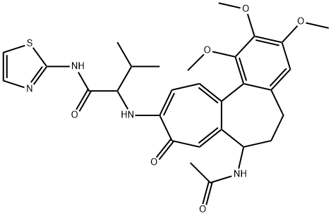 2-[(7-acetamido-1,2,3-trimethoxy-9-oxo-6,7-dihydro-5H-benzo[a]heptalen-10-yl)amino]-3-methyl-N-(1,3-thiazol-2-yl)butanamide Struktur