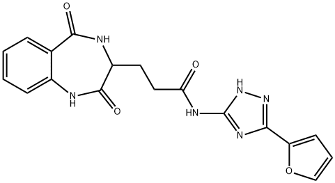 3-(2,5-dioxo-3,4-dihydro-1H-1,4-benzodiazepin-3-yl)-N-[5-(furan-2-yl)-1H-1,2,4-triazol-3-yl]propanamide,2058241-21-5,结构式