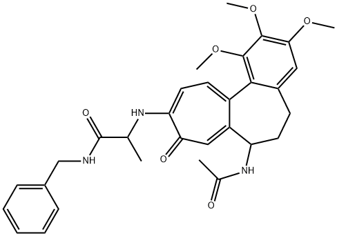 2-[(7-acetamido-1,2,3-trimethoxy-9-oxo-6,7-dihydro-5H-benzo[a]heptalen-10-yl)amino]-N-benzylpropanamide 结构式