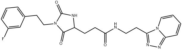 3-[1-[2-(3-fluorophenyl)ethyl]-2,5-dioxoimidazolidin-4-yl]-N-[2-([1,2,4]triazolo[4,3-a]pyridin-3-yl)ethyl]propanamide 结构式