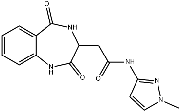 2-(2,5-dioxo-3,4-dihydro-1H-1,4-benzodiazepin-3-yl)-N-(1-methylpyrazol-3-yl)acetamide Struktur
