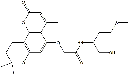 N-(1-hydroxy-4-methylsulfanylbutan-2-yl)-2-[(4,8,8-trimethyl-2-oxo-9,10-dihydropyrano[2,3-h]chromen-5-yl)oxy]acetamide Structure