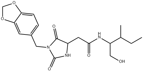 2-[1-(1,3-benzodioxol-5-ylmethyl)-2,5-dioxoimidazolidin-4-yl]-N-(1-hydroxy-3-methylpentan-2-yl)acetamide Structure