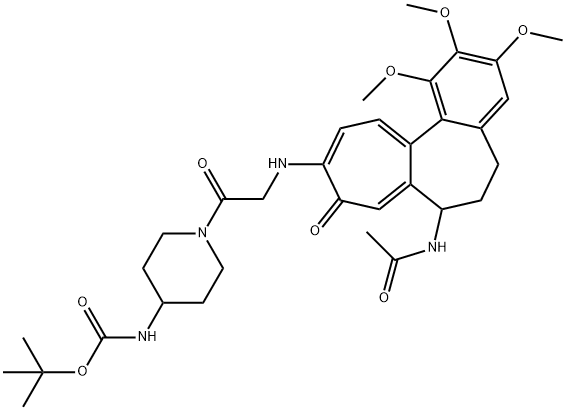 tert-butyl N-[1-[2-[(7-acetamido-1,2,3-trimethoxy-9-oxo-6,7-dihydro-5H-benzo[a]heptalen-10-yl)amino]acetyl]piperidin-4-yl]carbamate Structure