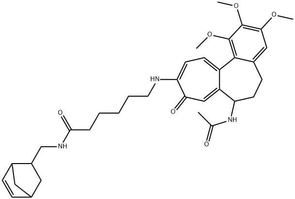 6-[(7-acetamido-1,2,3-trimethoxy-9-oxo-6,7-dihydro-5H-benzo[a]heptalen-10-yl)amino]-N-(5-bicyclo[2.2.1]hept-2-enylmethyl)hexanamide Structure